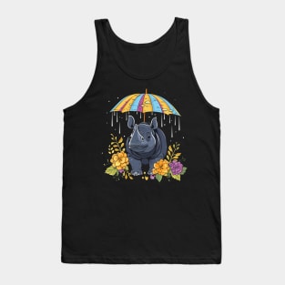 Rhinoceros Rainy Day With Umbrella Tank Top